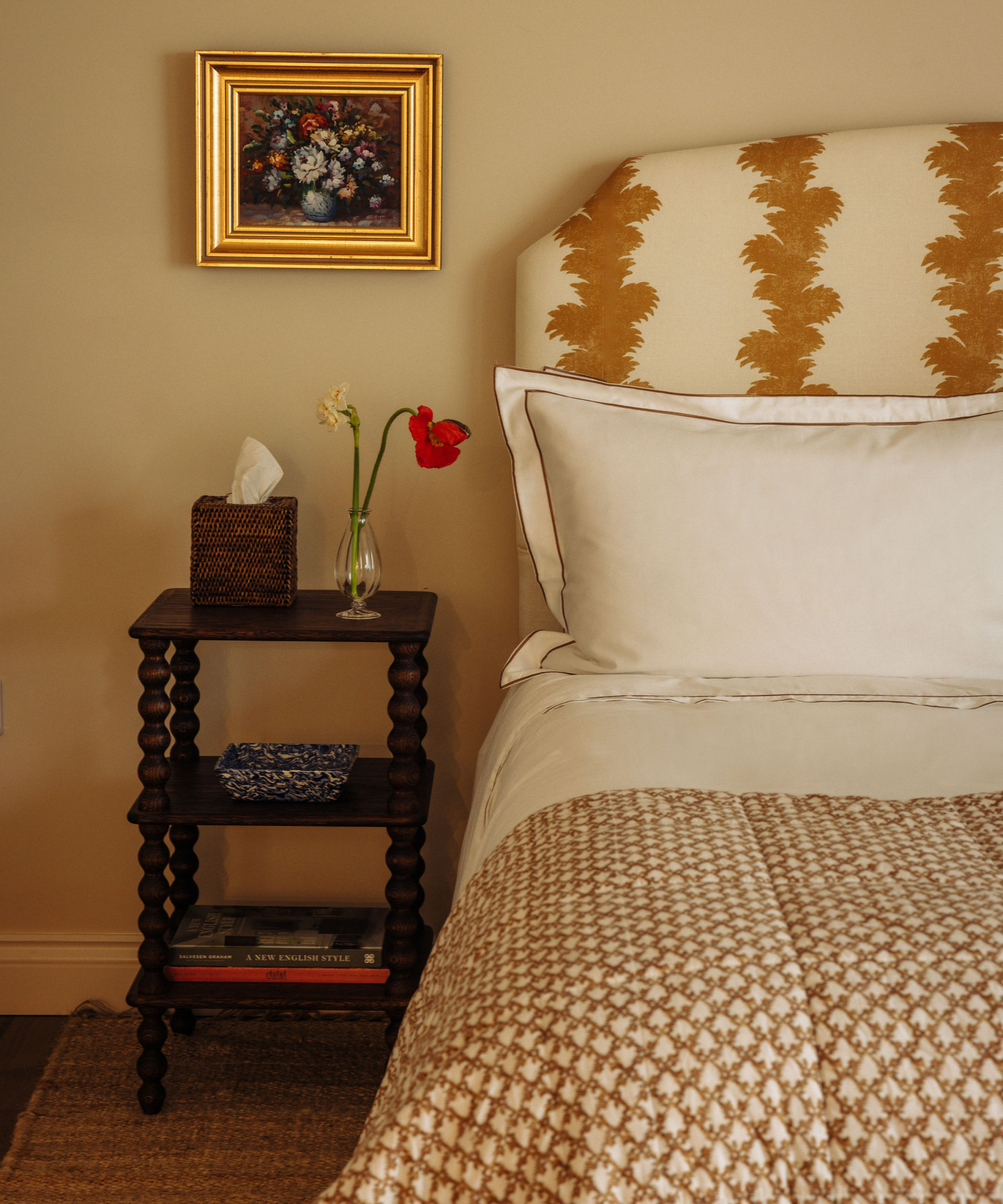 Brown rattan tissue box cover, room view