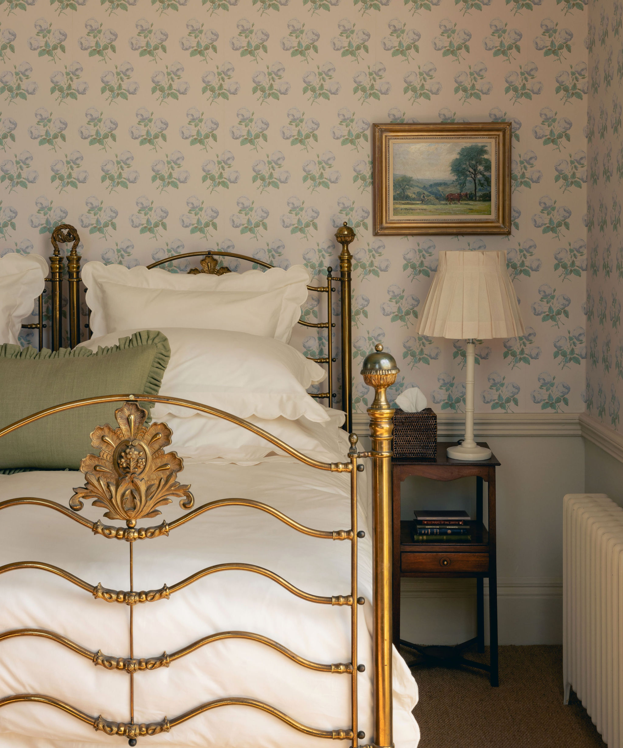 Brown tissue cover beside a bed