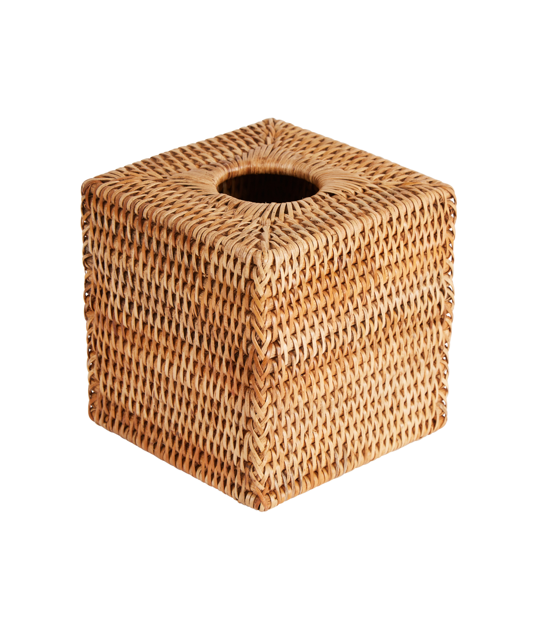 Natural rattan square tissue box cover
